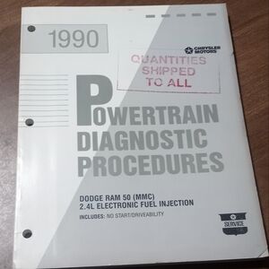 Vintage 1990 Dodge Powertrain Diagnostic Procedures Manual Chrysler Corporation